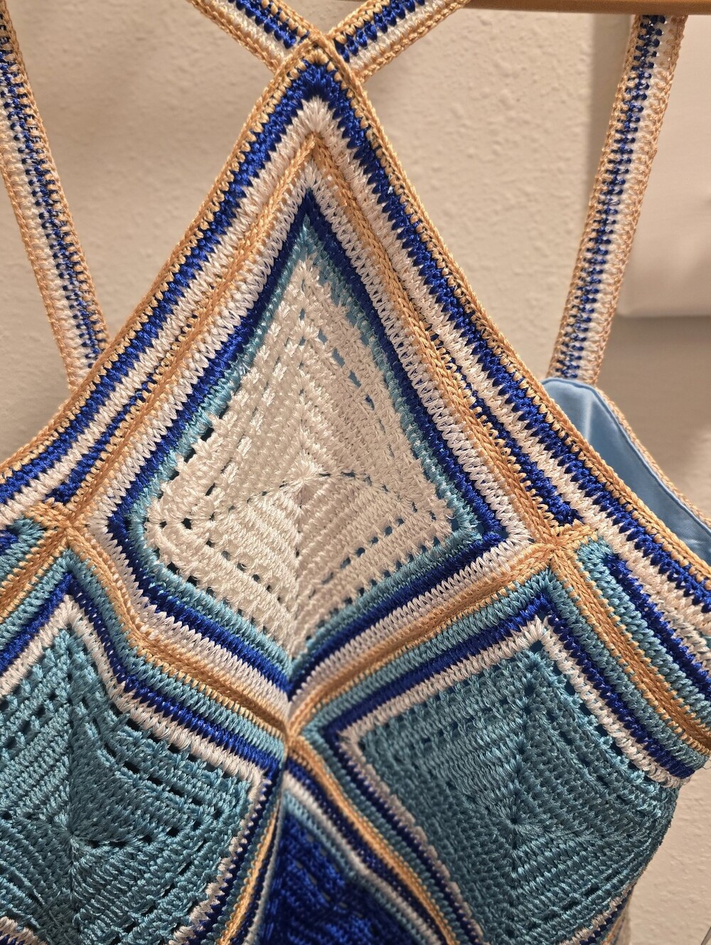 Boston Proper Midi Blue & Cream Crochet Dress with Fringe - Picture 13 of 13